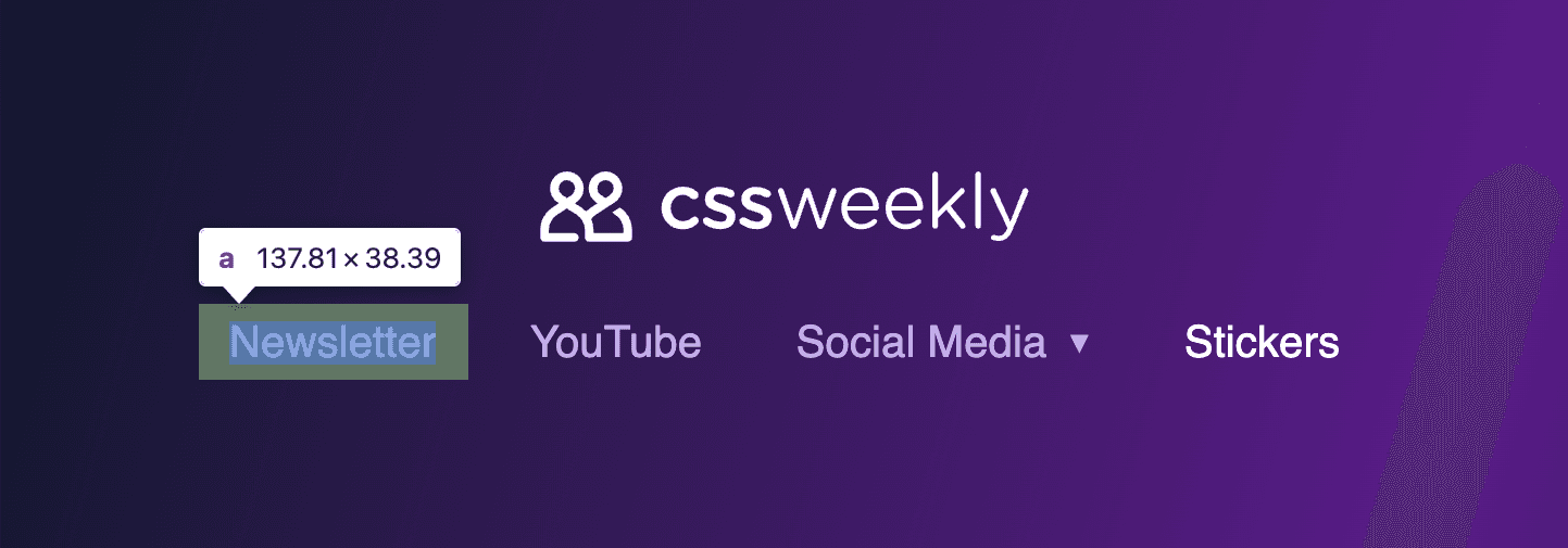 A screenshot of a navigation menu showcasing expanded target area.