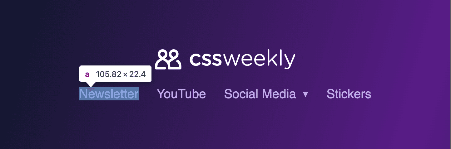 A screenshot of a navigation menu showcasing too small target areas.