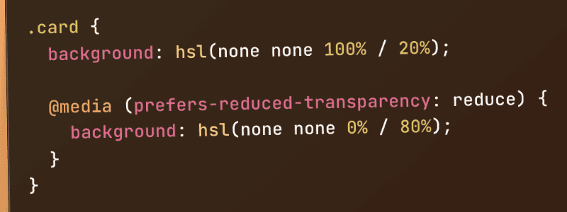 CSS prefers-reduced-transparency