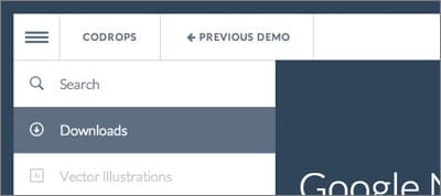 Google Nexus Website Menu
