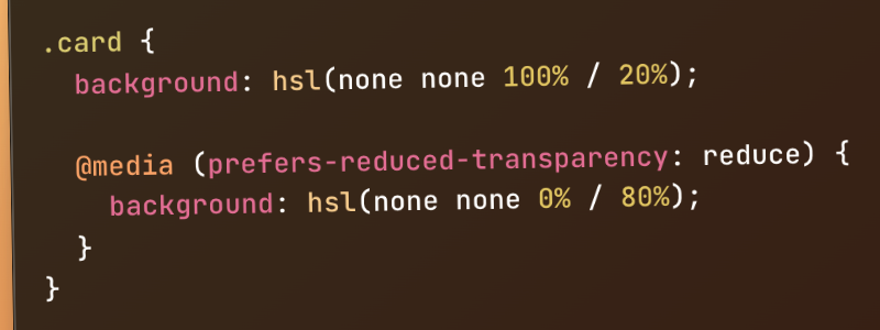 CSS prefers-reduced-transparency